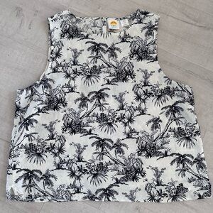 C&C California 100% Linen Tropical Print Tank Top – Size XL
